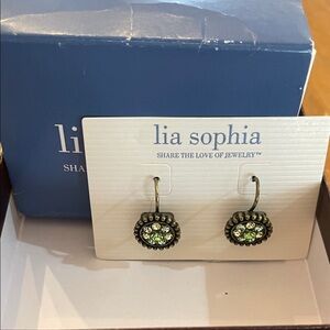 Lia Sophia Green Crystal Drop Earrings